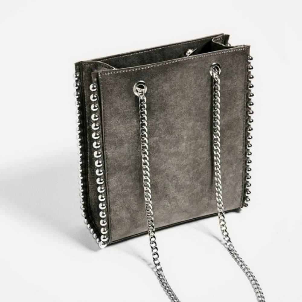 Zara Silver Ball Stud Tote Shoulder Bag 4033/204